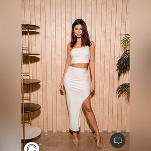 Lulus Romancing The Night White Two-Piece Bodycon Midi Dress